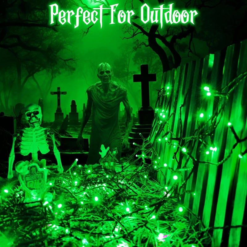 FFZZKJ Christmas Lights String Total 100LED Battery Operated Outdoor 8 Modes with Timer 16.4Ft*2, 50LED*2 Waterproof Fairy Lights Indoor for Christmas Decor, Green, 2-Pack - Image 5